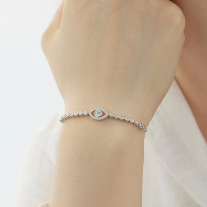 Custom Fine Jewelry Blue Zirconia Diamond Bracelet 925 Sterling Silver Devil Eye Tennis Chain Adjustable Bracelets Women