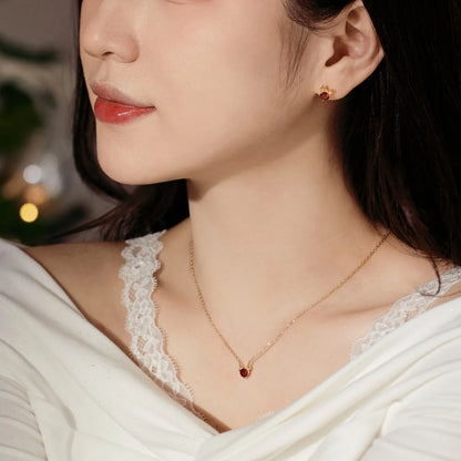 Stylish Delicate Jewelry Rhodium 18K Gold Plated Sterling Silver Link Chain 5A Zirconia Christmas Elk Pendant Necklaces