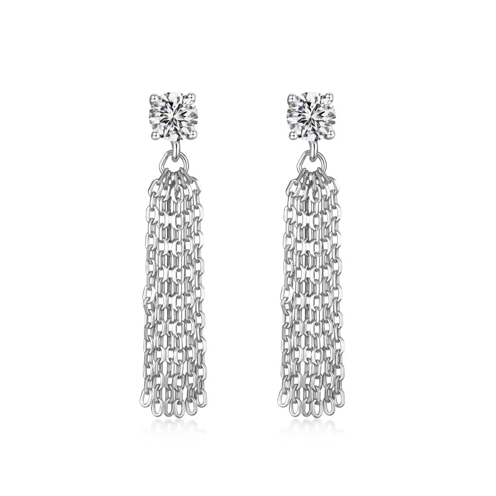KAKODIY 5A Cubic Zirconia Earrings Hanging Women Shiny 925 Sterling Silver Hanging Long Chandelier Earrings Tassel Lightweight Stud Earrings - product image 1