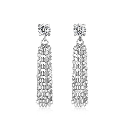 KAKODIY 5A Cubic Zirconia Earrings Hanging Women Shiny 925 Sterling Silver Hanging Long Chandelier Earrings Tassel Lightweight Stud Earrings - product image 1