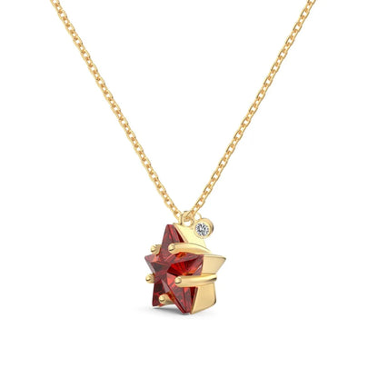 Luxurious Christmas Xmas Festival Gift Jewelry Sterling Silver 5A Cubic Zirconia Ruby Gemstone Star Pendant Necklaces