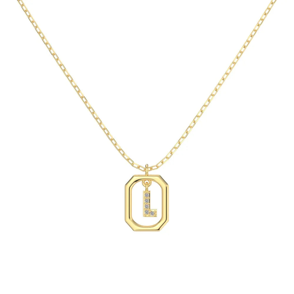 925 Sterling Silver L Initial 5A CZ Necklace product image 6