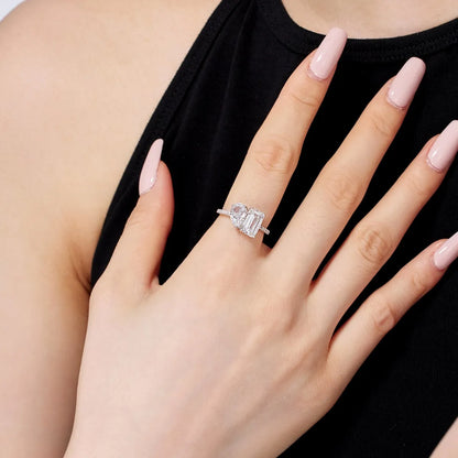 925 Silver CZ Bridal Engagement Ring DY121040 product image 2
