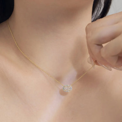 Hot Sale High Quality S925 Silver Jewelry Round Oval 8A Cz Zirconia Pendant Necklace 18K Gold Plated Necklaces for Women