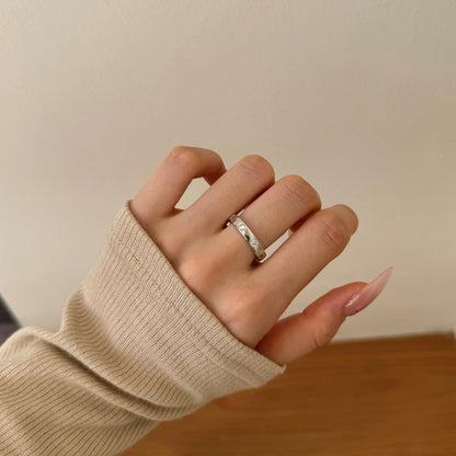 Shiny Stylish Jewelry Polished Surface Solid Sterling Silver 5A Zirconia Eternity Band Chunky Wide Women Promise Rings