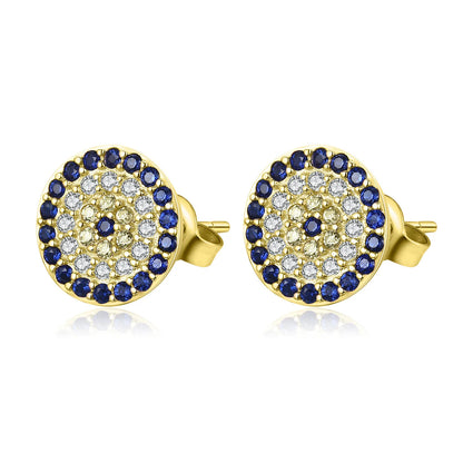 KAKODIY Eye Jewelry Earrings Silver 925 Sterling Silver Stud Earrings Zircon 18K Gold Plated Blue Small Turkish Eye Earrings - product image 2