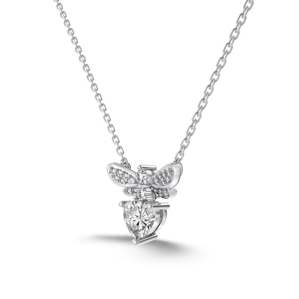 Tiny Cute Design Fine Jewelry Women S925 Silver Link Chain 5A Cubic Zirconia Stone Heart Bee Pendant Necklaces for Women