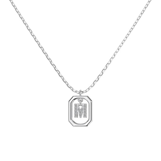 925 Silver M Initial 5A CZ Necklace DY191341 product image 5