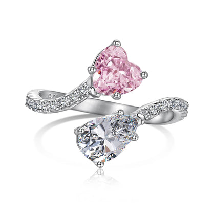 925 Sterling Silver Heart CZ Adjustable Ring product image 7