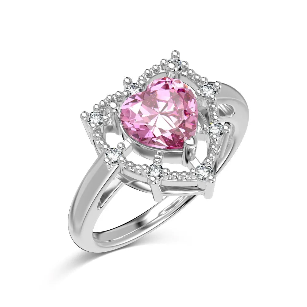 Classic Design Fine Jewelry Women S925 Silver Tarnish Free Rhodium Plated Hollow Out Heart Shape 5A Zirconia Engage Rings