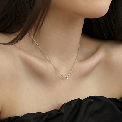 Geometric Custom 18K Gold Plated Necklace S925 Sterling Silver Jewelry V Shaped Cz Cubic Zircon Heart Necklaces for Women