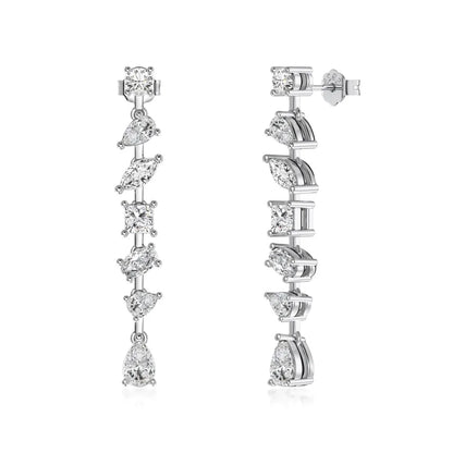 Top Fine Women Jewellery 925 Sterling Silver 5A Cubic Zirconia Shiny Tassel Multiple Stone Stud Earrings for Women