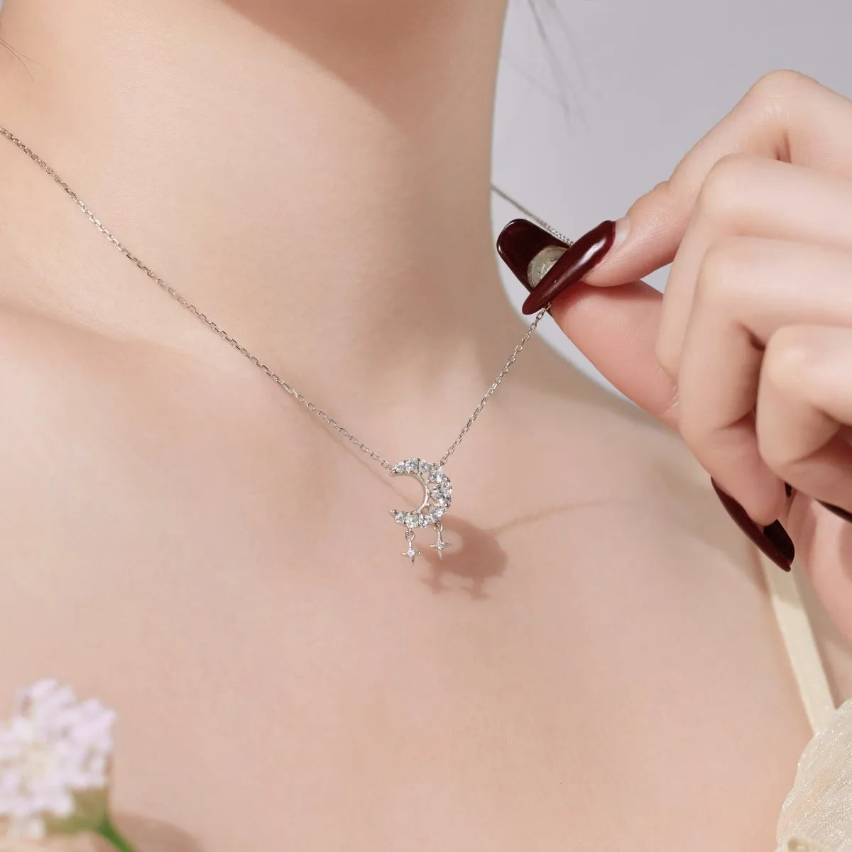 925 Sterling Silver Moon & Star Pendant Necklace product image 6
