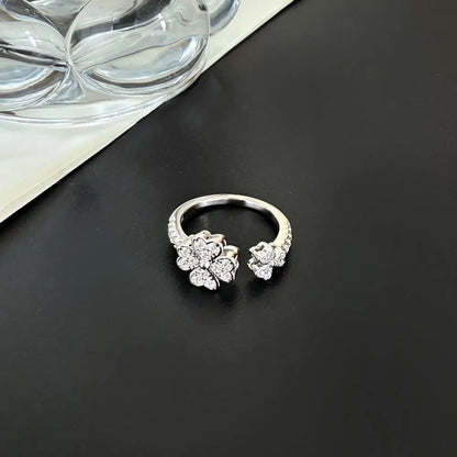 925 Sterling Silver Clover Bridal Engagement Ring product image 5