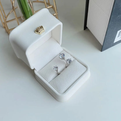 New Arrival Minimalist Design Rhodium Plated 925 Sterling Silver Adjustable 5A Zirconia Women Wedding Promise Rings