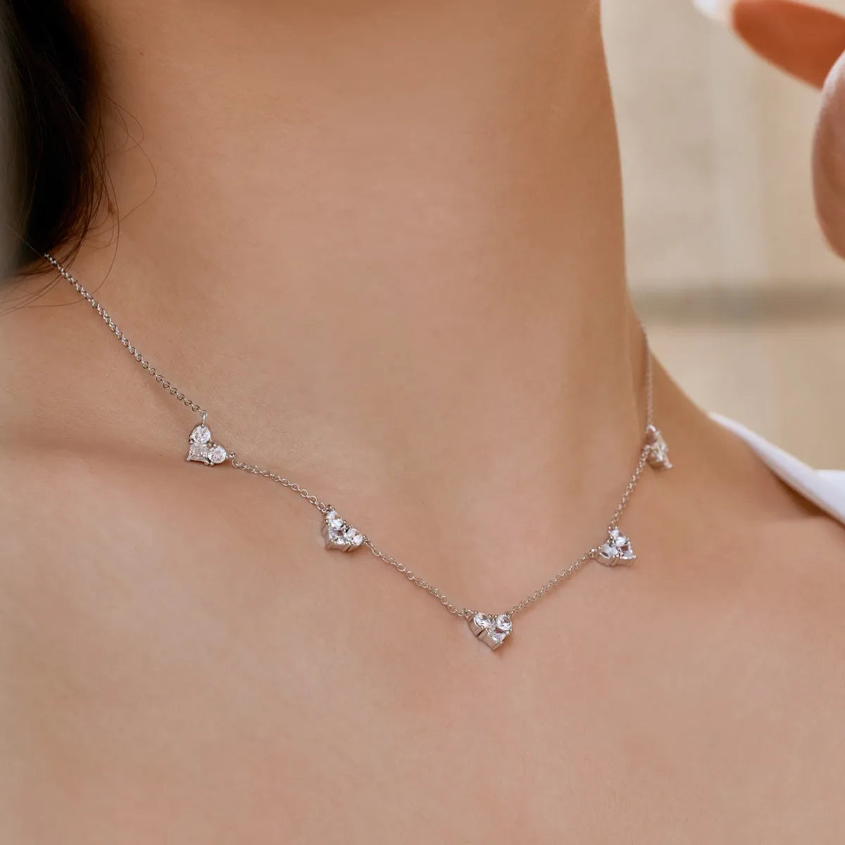 Delicate Design Wholesale S925 Silver Jewelry 18K Gold Plated Heart Pendant Necklace Cz Cubic Zirconia Necklaces for Women