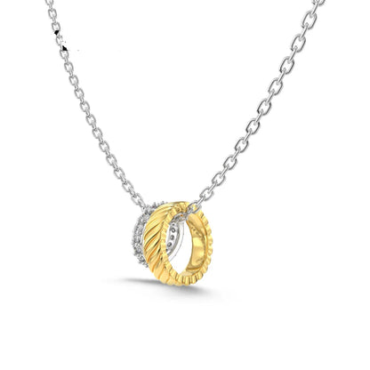 Fine Jewelry Simple Cz Zirconia Necklace Double Circle Pendant 18K  Gold Plated S925 Silver Eternity Necklaces for Women