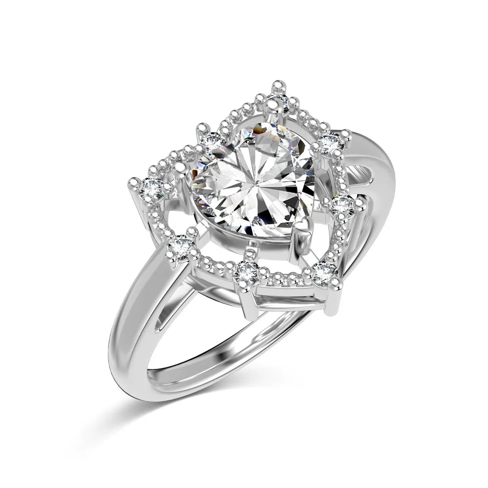 Classic Design Fine Jewelry Women S925 Silver Tarnish Free Rhodium Plated Hollow Out Heart Shape 5A Zirconia Engage Rings