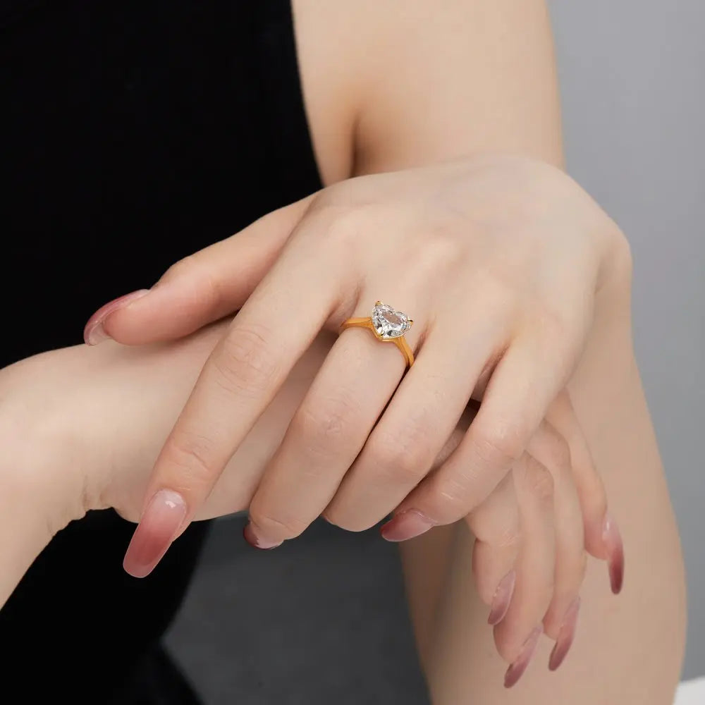 925 Sterling Silver Heart 5A CZ Stacking Ring product image 4