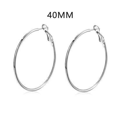 Nickel Free Hypoallergenic 925 Sterling Silver Round Circle Earring 18K Gold Plated Big Large Hoop Earrings for Women Girl