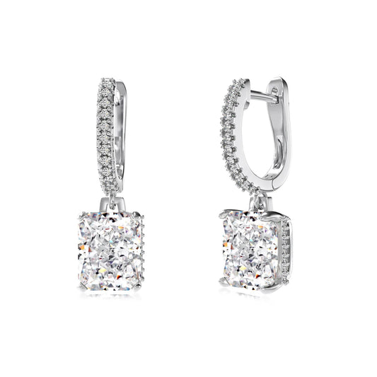 Minimalism Bridal 18K Gold Plated Wedding Drop Earring Cz Cubic Zirconia Jewelry 925 Silver Hoop Huggies Earrings Women