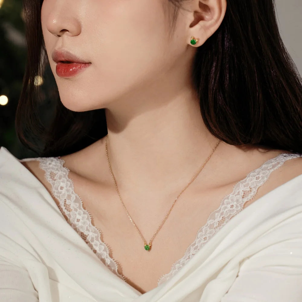 Innovative Jewelry Supplier S925 Silver Rhodium 14K Gold Plated 5A Cubic Zirconia Christmas Gifts Xmas Elk Stud Earrings