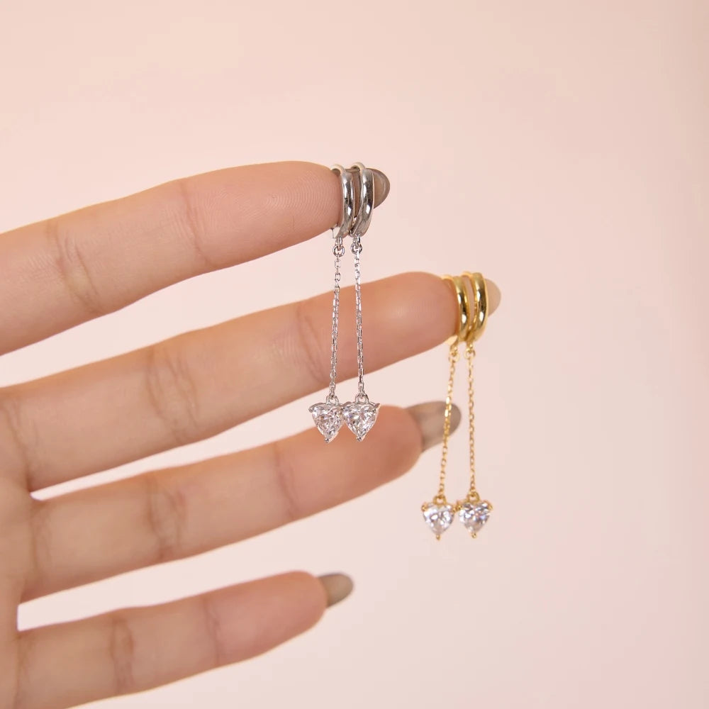 KAKODIY Elegance Design Fine Jewelry Earrings 925 Sterling Silver Pendant Tassel Heart 5A Cubic Zirconia Ring Earrings Women Wear Everyday - product image 2