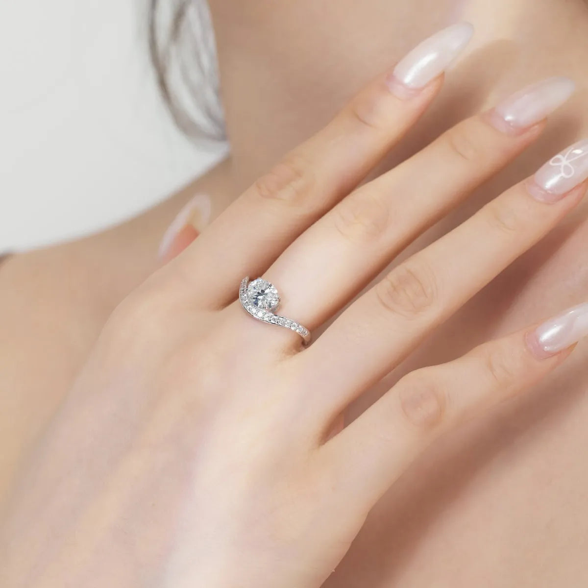 925 Silver 5A CZ Bridal Engagement Ring DY121133 product image 5