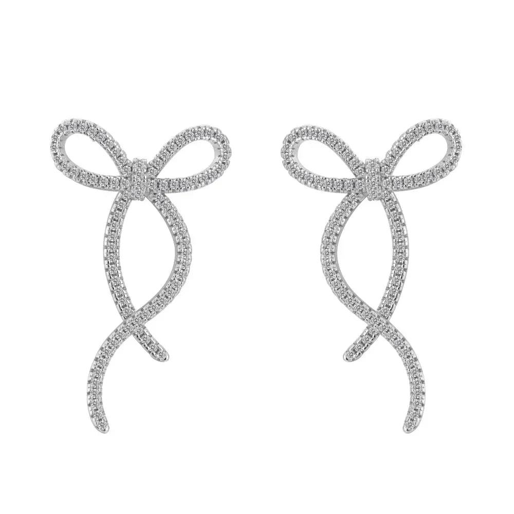 KAKODIY Gold Plated Designer Bow Earrings 925 Sterling Silver Fine Jewelry Earrings