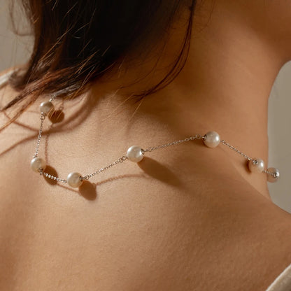New Arrival Hypoallergenic S925 Sterling Silver Beading Choker Necklace 18K Gold Plated Shell Pearl Necklaces for Women