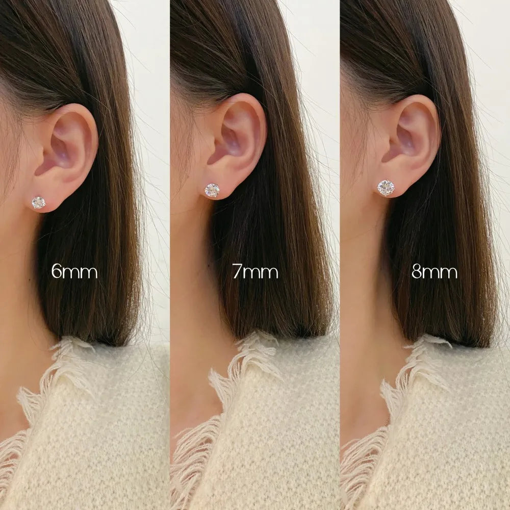 Custom New Designer S925 Sterling Silver Jewelry Baguette Black Earring Round Cz Cubic Zirconia Stud Earrings for Women