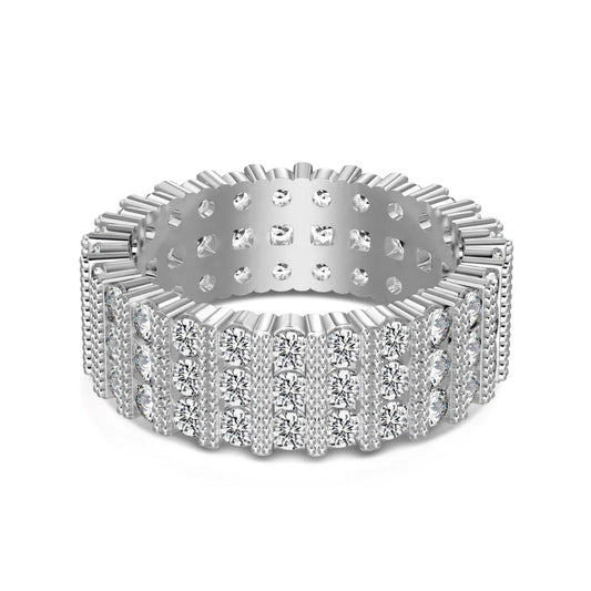 Delicate Chunky Multiple Layer Wedding Band 5A Cubic Zirconia S925 Silver Women Dress up Jewelry Engagement Proposal Rings