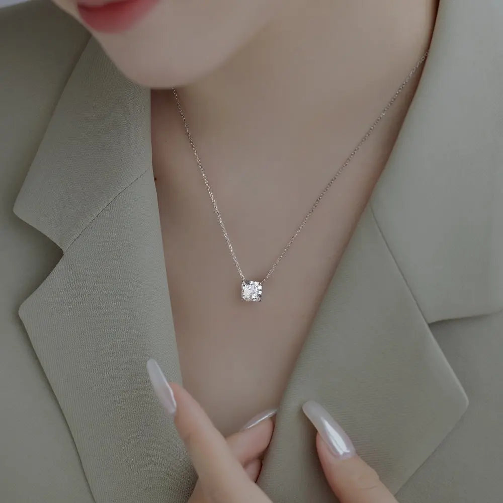 925 Sterling Silver CZ Pendant Necklace DY190528 product image 6