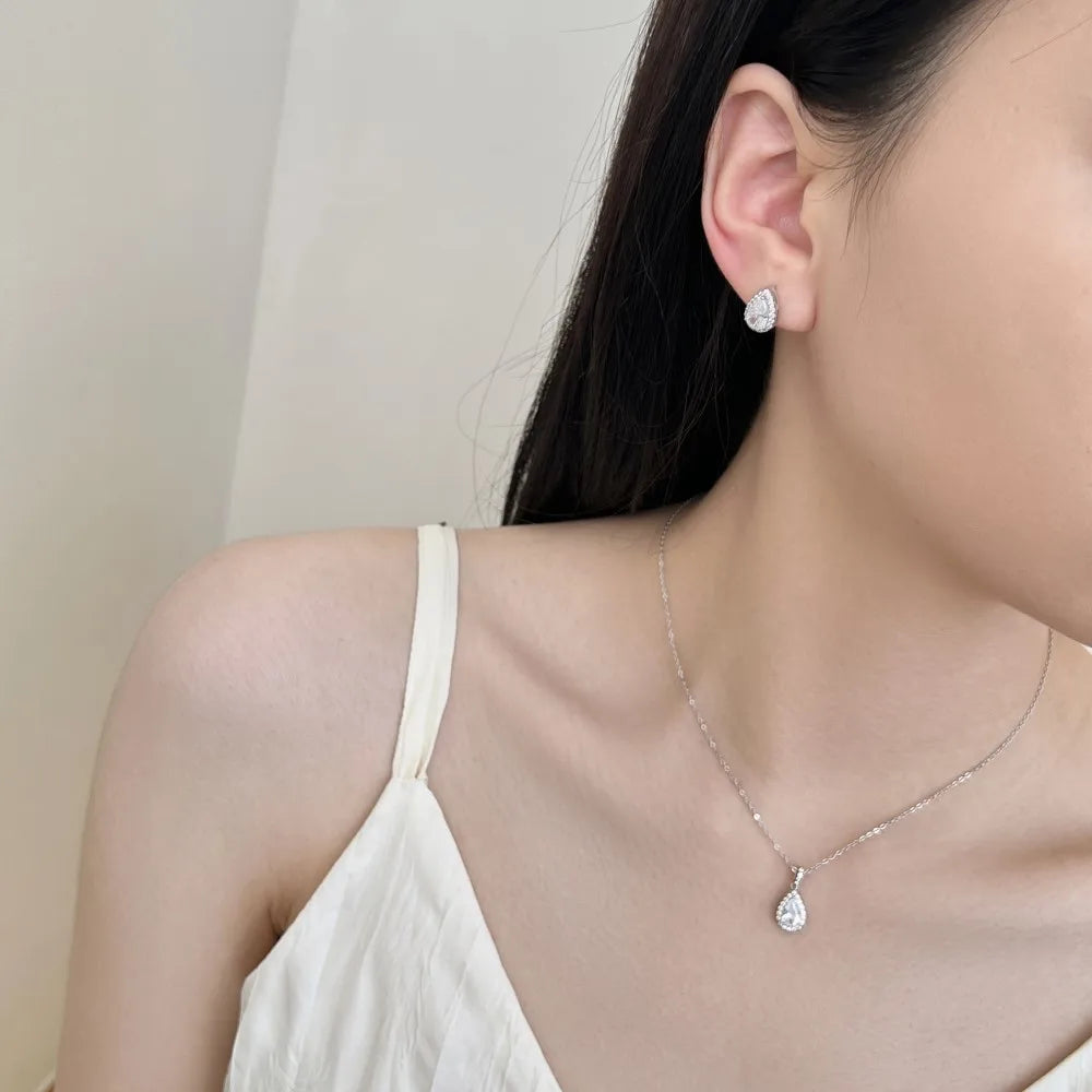 KAKODIY Teardrop Earrings Rhodium-plated 925 Sterling Silver Stud Earrings Female 5A Cube Zirconia Stud Earrings - product image 4