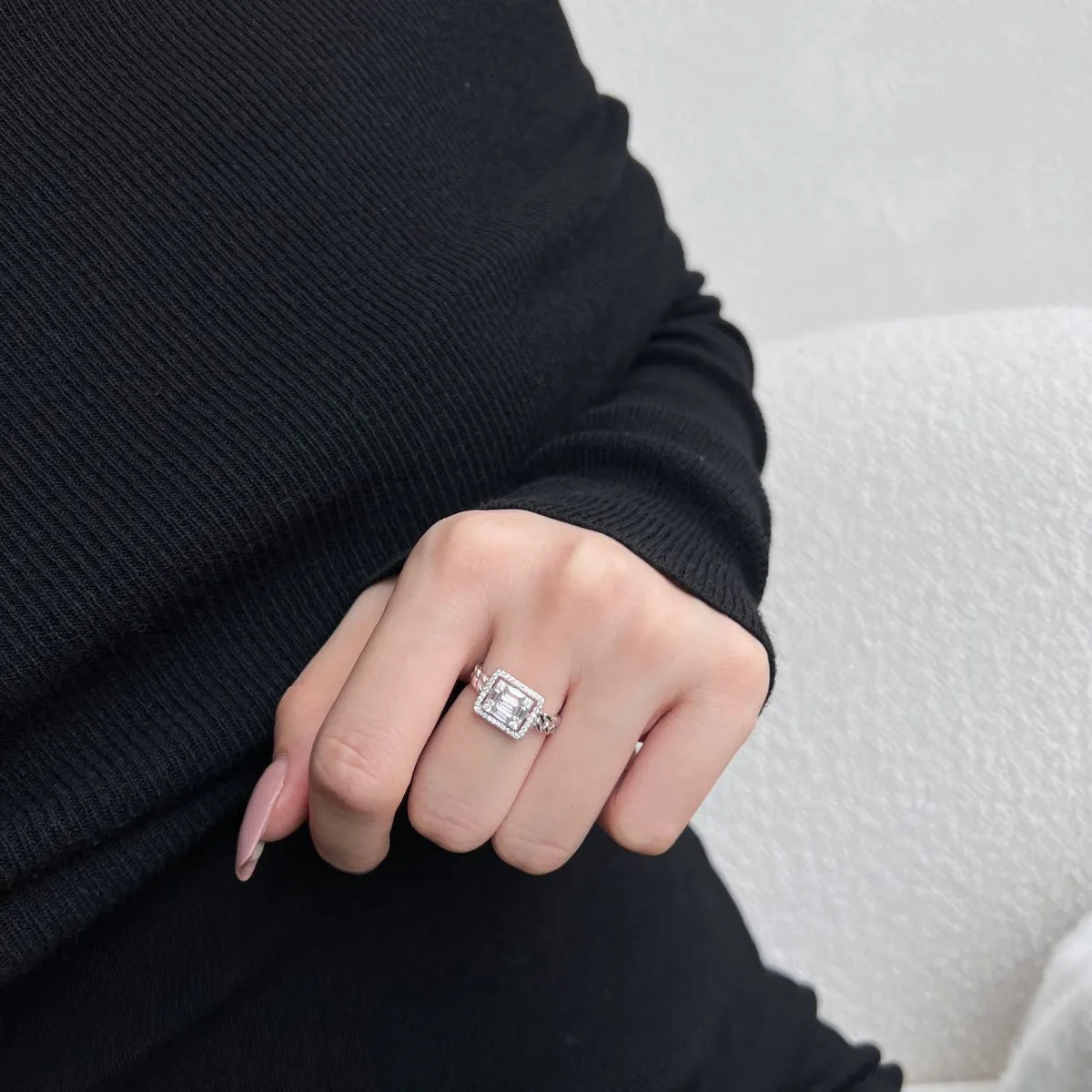 925 Sterling Silver Geometric CZ Engagement Ring product image 5