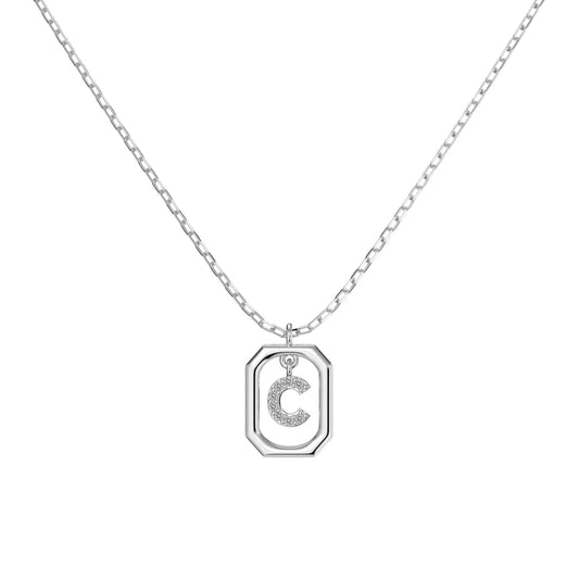 925 Silver C Initial 5A CZ Necklace DY191331 by KAKODIY