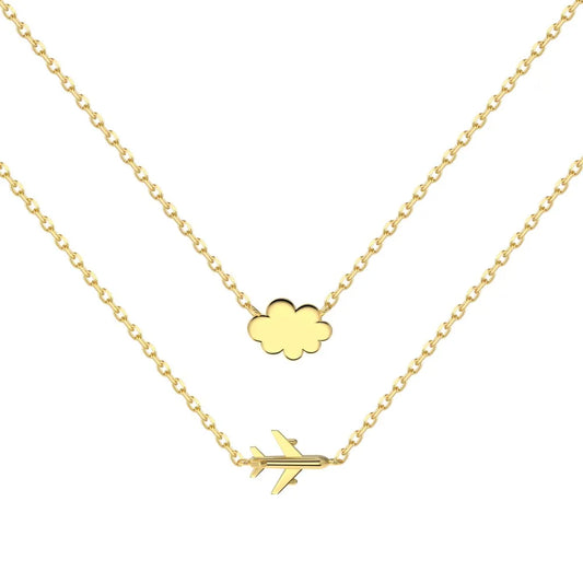 925 Sterling Silver Airplane Layered Necklace product image 7