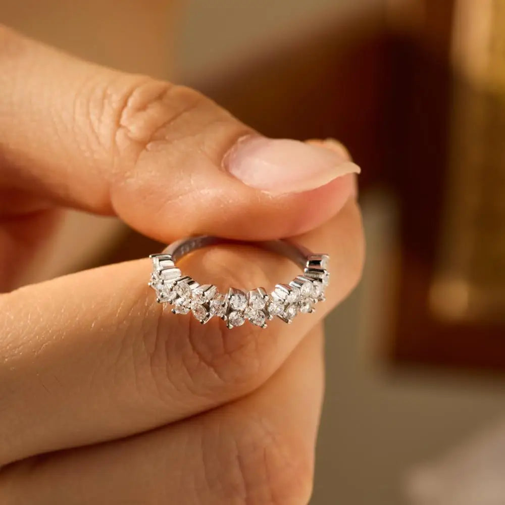 925 Sterling Silver Flower Bridal Engagement Ring product image 5
