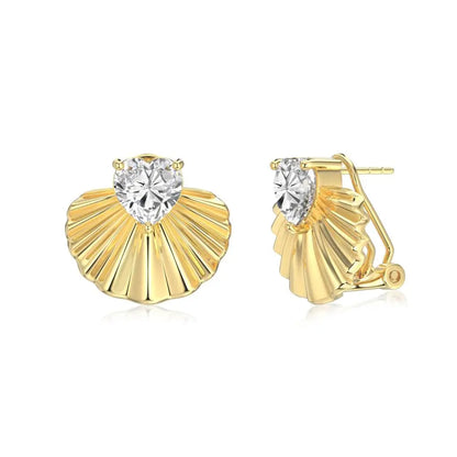 KAKODIY Luxury 14K Gold Plated Large Scallop Stud Earrings Jewelry Fashion £925 Stud Earrings Zircon Earrings - product image 2