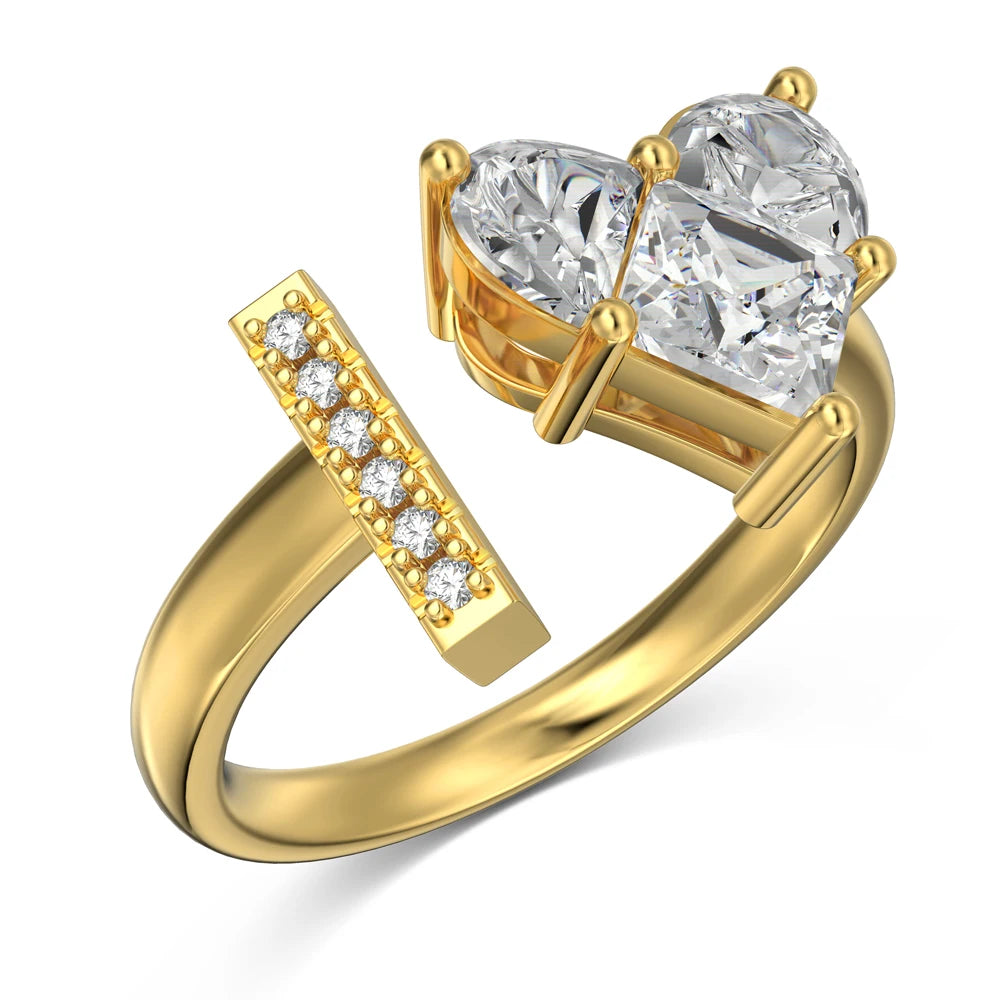 26 Letters Rings for Women Sparkle 5A Cubic Zirconia Love Heart Initial I Open Adjustable Rings Jewelry Accessory Gifts