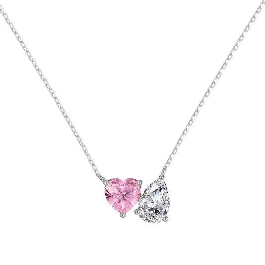 925 Silver Heart 5A CZ Pendant Necklace DY190972 by KAKODIY