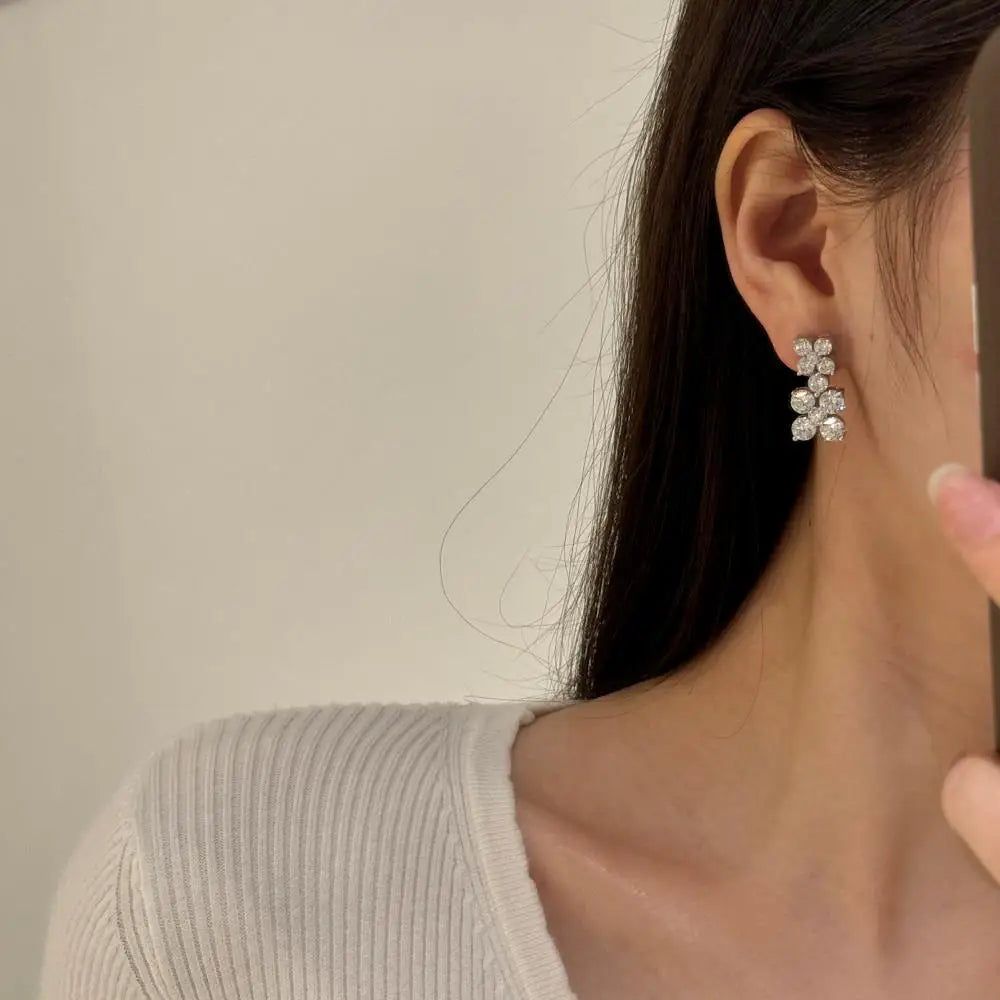 KAKODIY new design high-end quality 925 sterling silver deciduous 5A cubic zirconia earrings - product image 3
