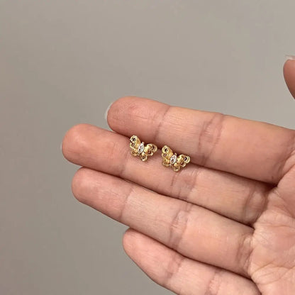 KAKODIY Personalized Creative Design 22K Gold Plated 925 Sterling Silver Butterfly Stud Earrings - product image 5