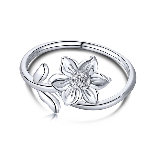 925 Sterling Silver Flower Engagement Ring by KAKODIY
