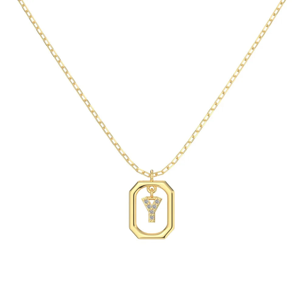 925 Sterling Silver Y Initial 5A CZ Necklace product image 6