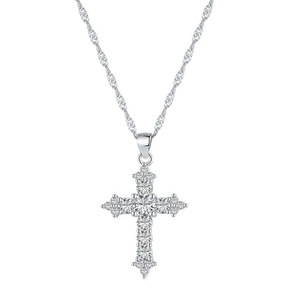 925 Silver Cross CZ Pendant Necklace DY190103 by KAKODIY