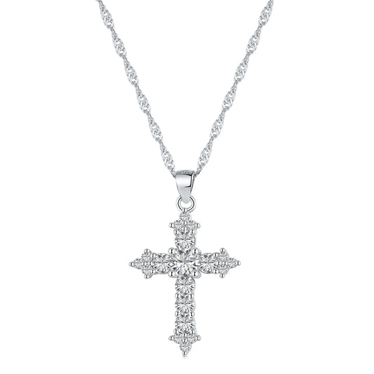 925 Silver Cross CZ Pendant Necklace DY190103 by KAKODIY