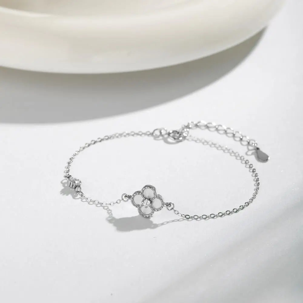 925 Sterling Silver Clover Charm Bracelet product image 6