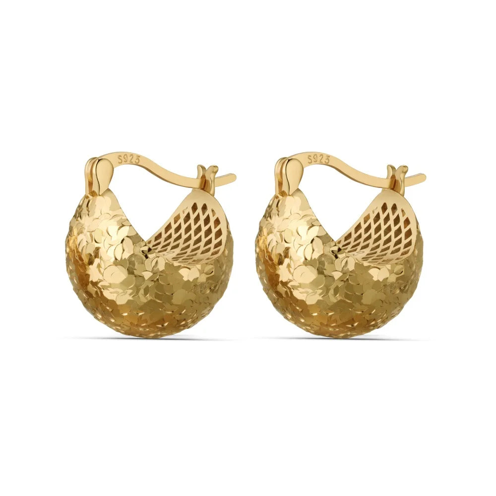 KAKODIY Special Boat Shape 22K Gold Plated Earrings 925 Sterling Silver Fine Jewelry Earrings