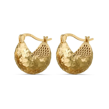 KAKODIY Special Boat Shape 22K Gold Plated Earrings 925 Sterling Silver Fine Jewelry Earrings